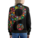Colorful Flowers Yin Yang Print Women's Bomber Jacket