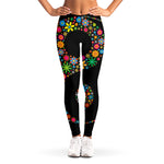 Colorful Flowers Yin Yang Print Women's Leggings