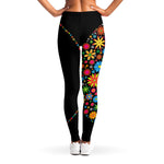 Colorful Flowers Yin Yang Print Women's Leggings