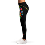 Colorful Flowers Yin Yang Print Women's Leggings