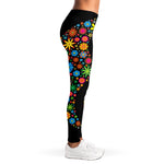 Colorful Flowers Yin Yang Print Women's Leggings