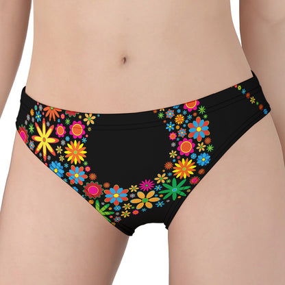 Colorful Flowers Yin Yang Print Women's Panties