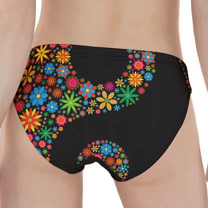 Colorful Flowers Yin Yang Print Women's Panties