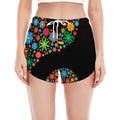 Colorful Flowers Yin Yang Print Women's Split Running Shorts