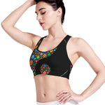 Colorful Flowers Yin Yang Print Women's Sports Bra