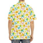Colorful Frangipani Pattern Print Aloha Shirt