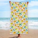 Colorful Frangipani Pattern Print Beach Towel