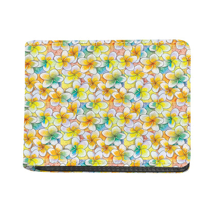 Colorful Frangipani Pattern Print Bifold Wallet