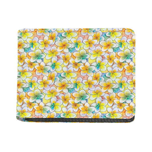Colorful Frangipani Pattern Print Bifold Wallet