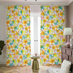 Colorful Frangipani Pattern Print Blackout Pencil Pleat Curtains