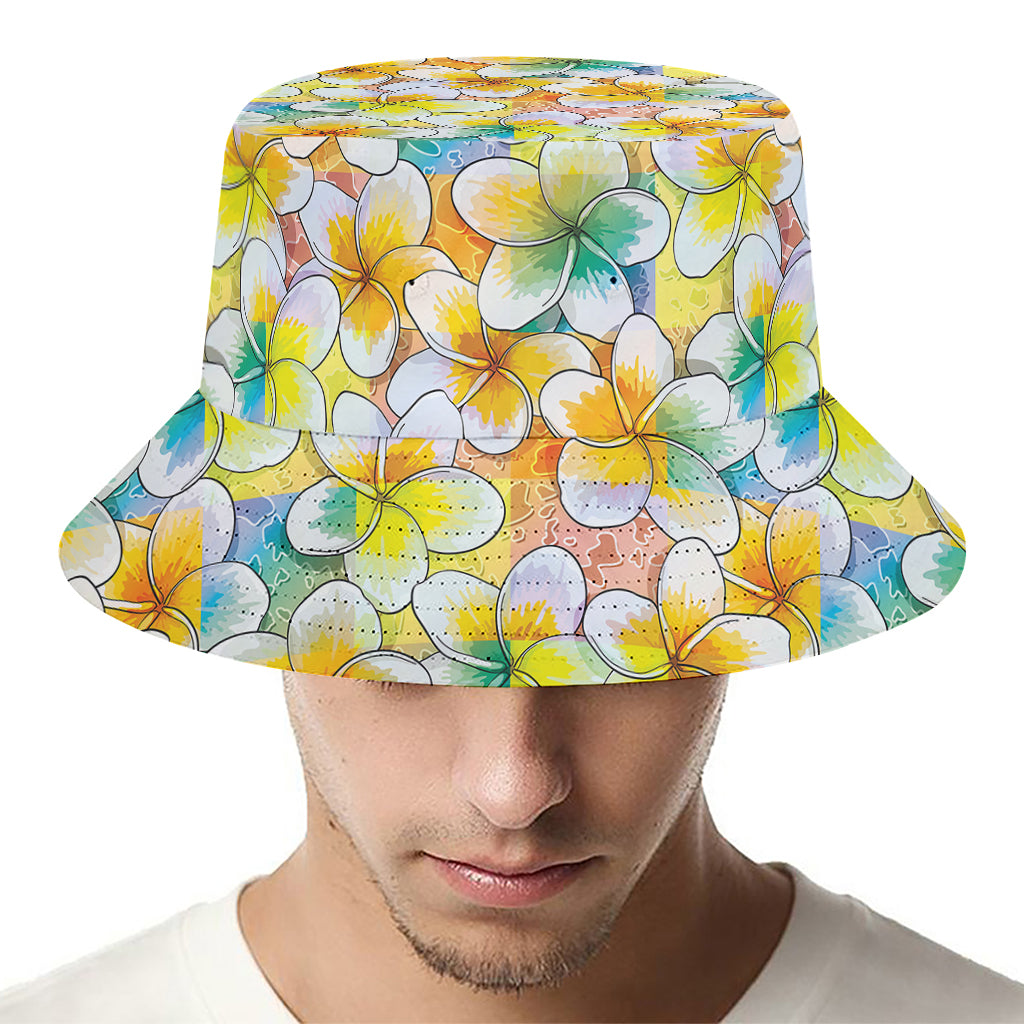 Colorful Frangipani Pattern Print Bucket Hat