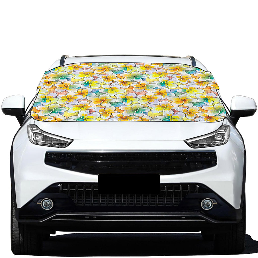 Colorful Frangipani Pattern Print Car Windshield Snow Cover