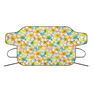 Colorful Frangipani Pattern Print Car Windshield Snow Cover