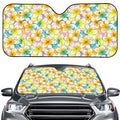 Colorful Frangipani Pattern Print Car Windshield Sun Shade