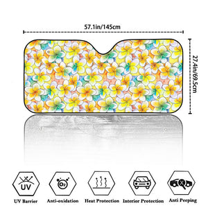 Colorful Frangipani Pattern Print Car Windshield Sun Shade