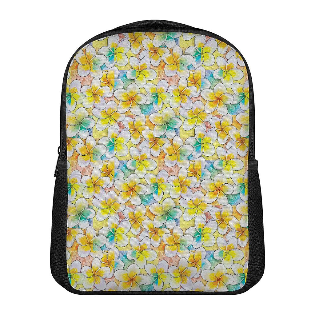 Colorful Frangipani Pattern Print Casual Backpack