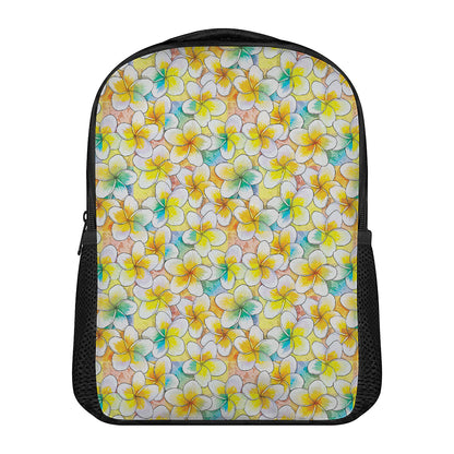 Colorful Frangipani Pattern Print Casual Backpack