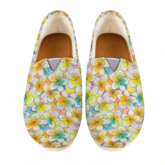 Colorful Frangipani Pattern Print Casual Shoes