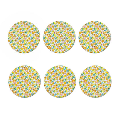 Colorful Frangipani Pattern Print Coaster Set