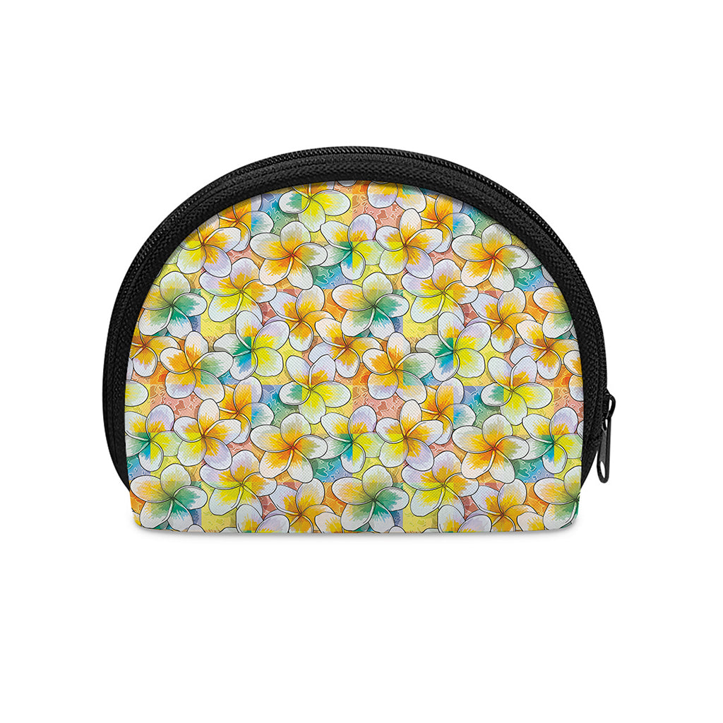 Colorful Frangipani Pattern Print Coin Purse