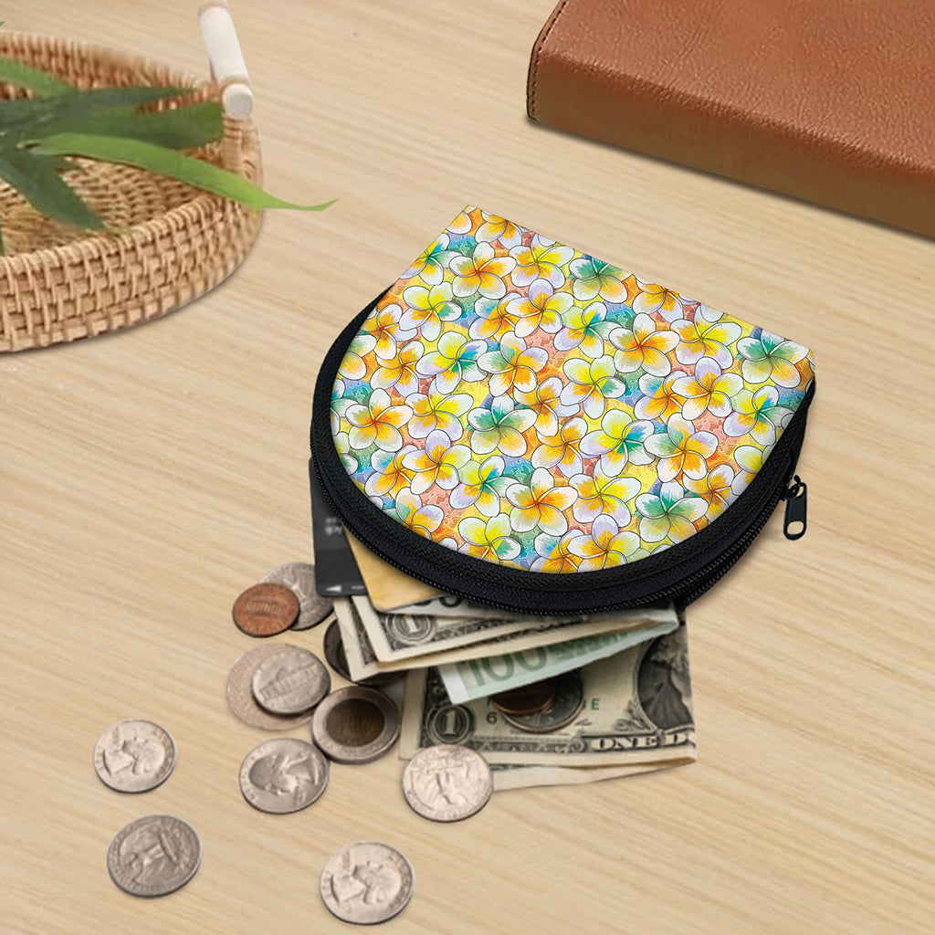 Colorful Frangipani Pattern Print Coin Purse