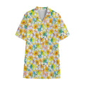 Colorful Frangipani Pattern Print Cotton Hawaiian Shirt