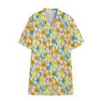 Colorful Frangipani Pattern Print Cotton Hawaiian Shirt