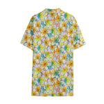 Colorful Frangipani Pattern Print Cotton Hawaiian Shirt