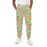 Colorful Frangipani Pattern Print Cotton Pants