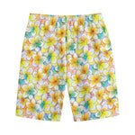 Colorful Frangipani Pattern Print Cotton Shorts