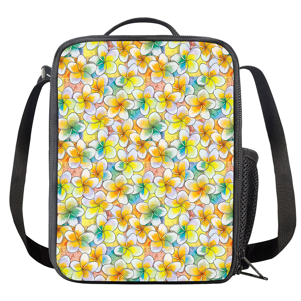 Colorful Frangipani Pattern Print Crossbody Lunch Bag