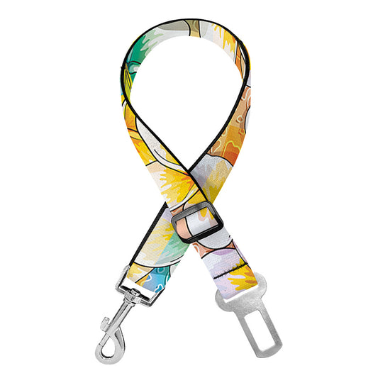 Colorful Frangipani Pattern Print Dog Seat Belt