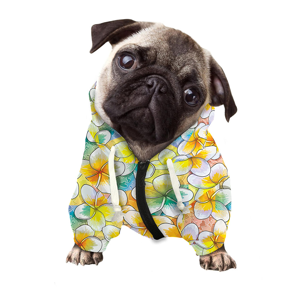 Colorful Frangipani Pattern Print Dog Zip Up Hoodie