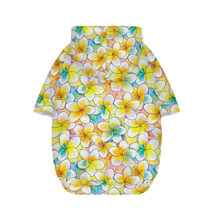 Colorful Frangipani Pattern Print Dog Zip Up Hoodie