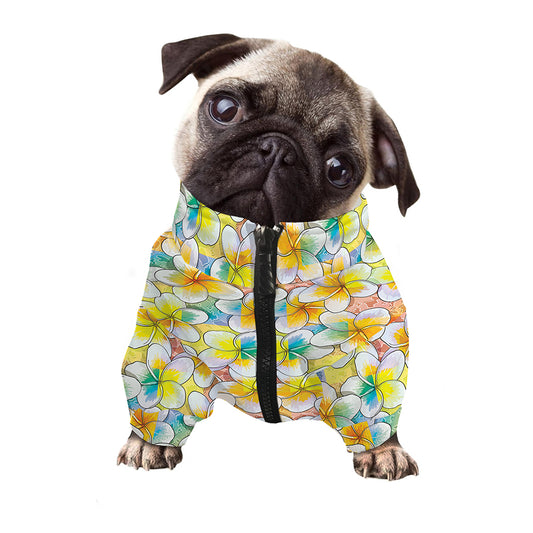 Colorful Frangipani Pattern Print Dog Zip Up Jacket
