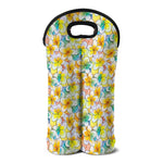 Colorful Frangipani Pattern Print Double Neoprene Wine Tote