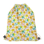 Colorful Frangipani Pattern Print Drawstring Bag
