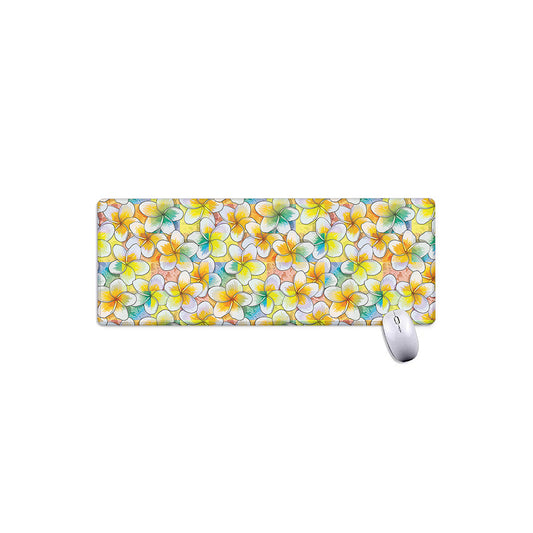 Colorful Frangipani Pattern Print Extended Mouse Pad