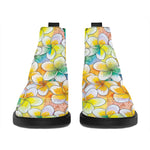 Colorful Frangipani Pattern Print Flat Ankle Boots