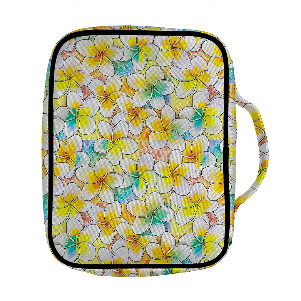 Colorful Frangipani Pattern Print Front Pocket Bible Bag