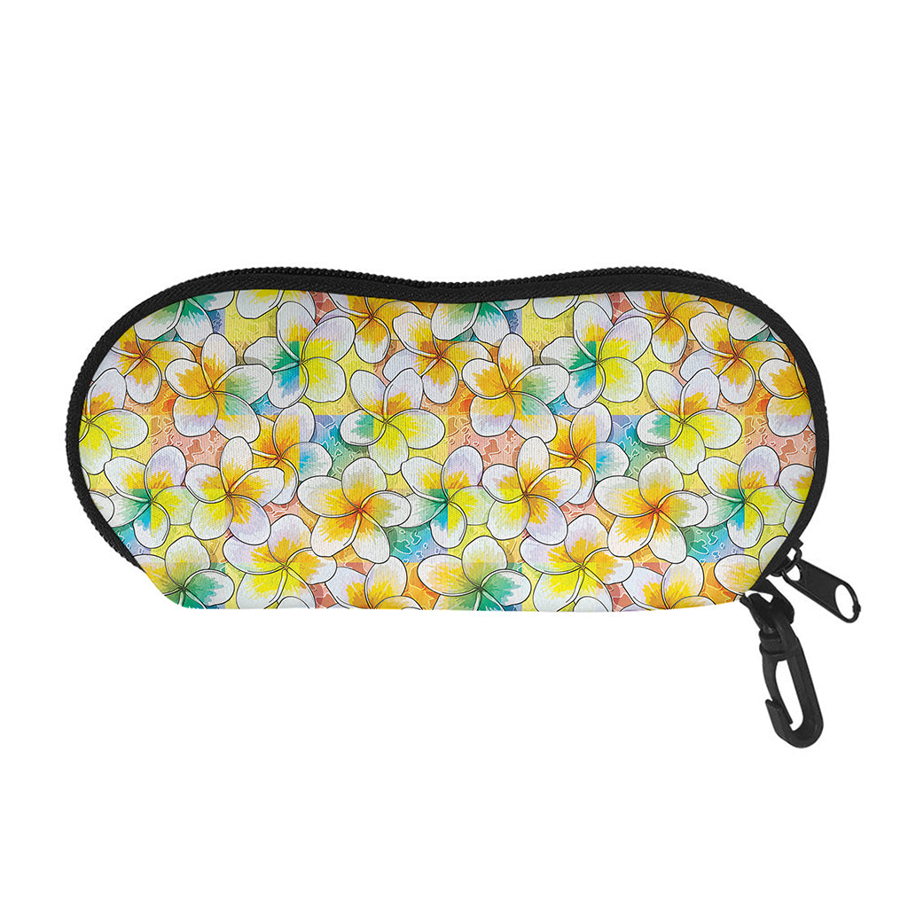 Colorful Frangipani Pattern Print Glasses Case