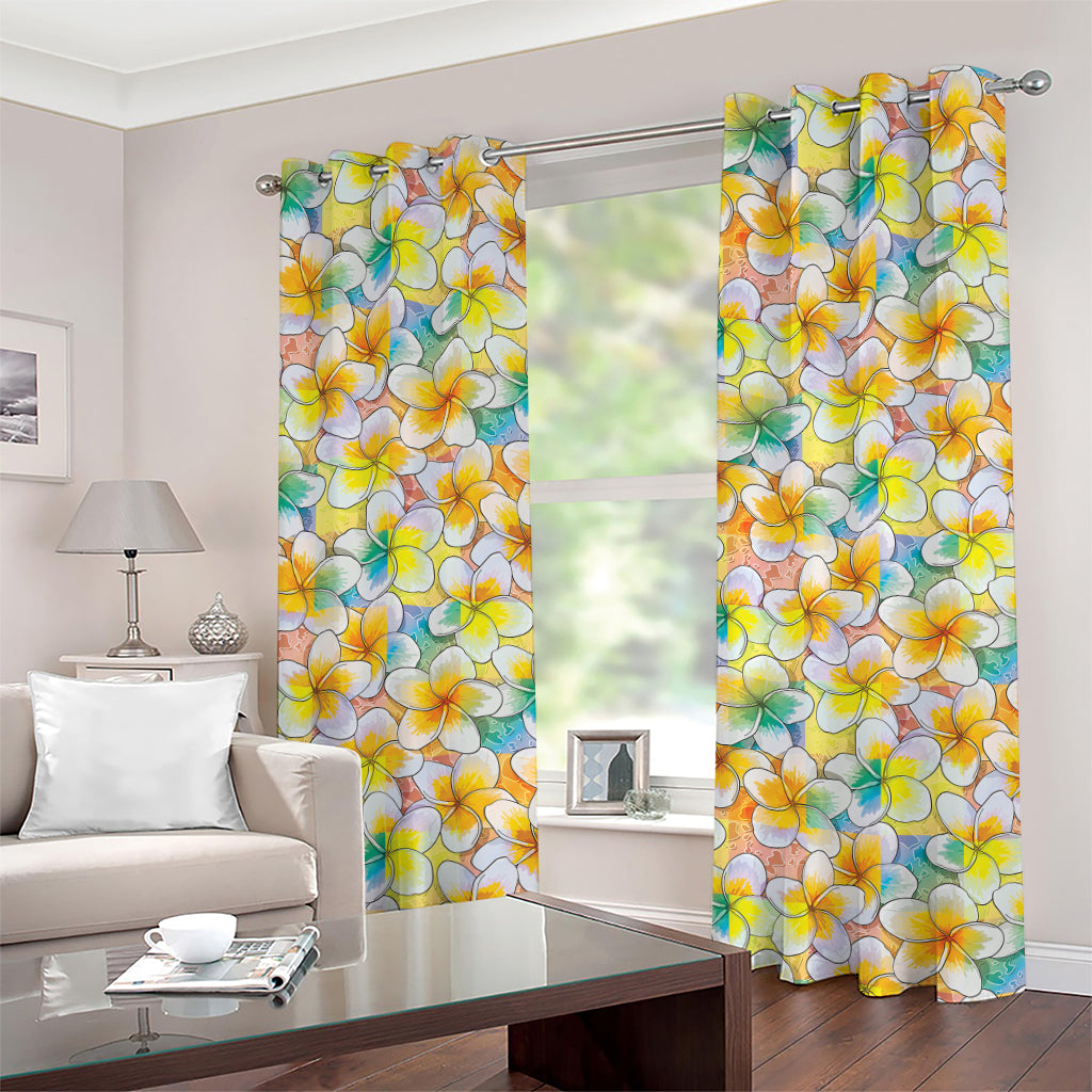 Colorful Frangipani Pattern Print Grommet Curtains