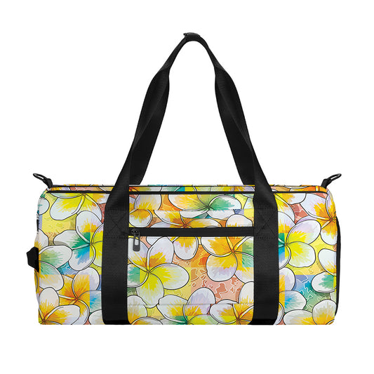 Colorful Frangipani Pattern Print Gym Bag