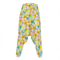 Colorful Frangipani Pattern Print Hammer Pants