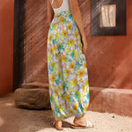 Colorful Frangipani Pattern Print Harem Pants