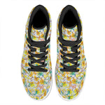 Colorful Frangipani Pattern Print High Top Leather Sneakers