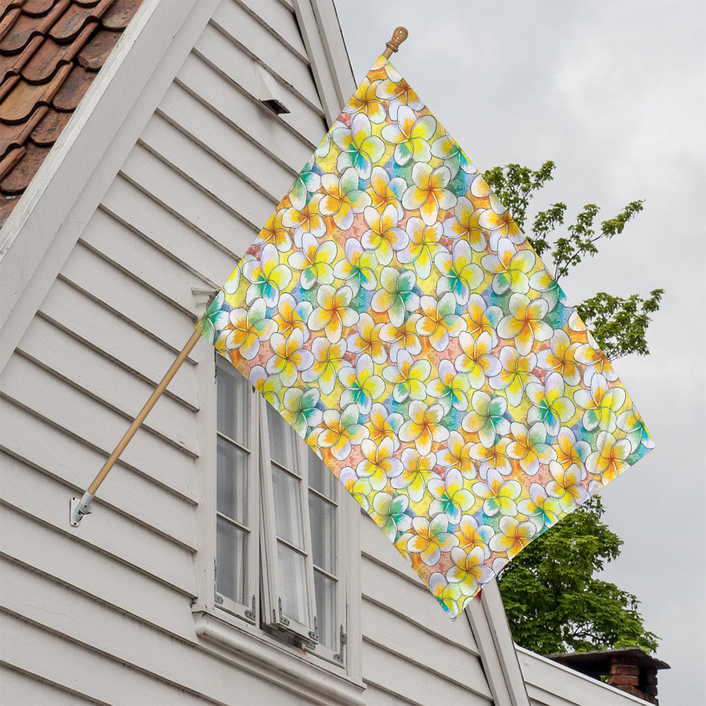 Colorful Frangipani Pattern Print House Flag