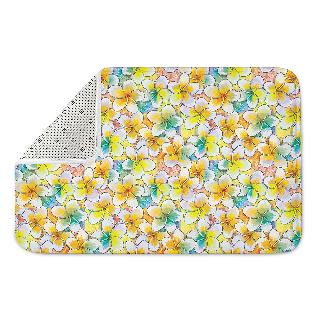 Colorful Frangipani Pattern Print Indoor Door Mat