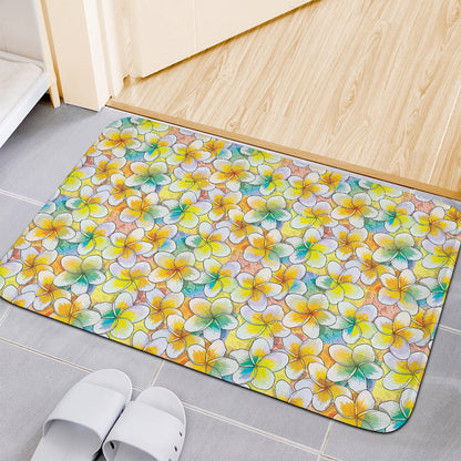 Colorful Frangipani Pattern Print Indoor Door Mat