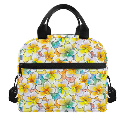 Colorful Frangipani Pattern Print Insulated Lunch Bag